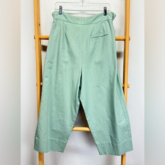 DENI CLER Mint Green paperbag waist cropped pants size 8 - Picture 4 of 12
